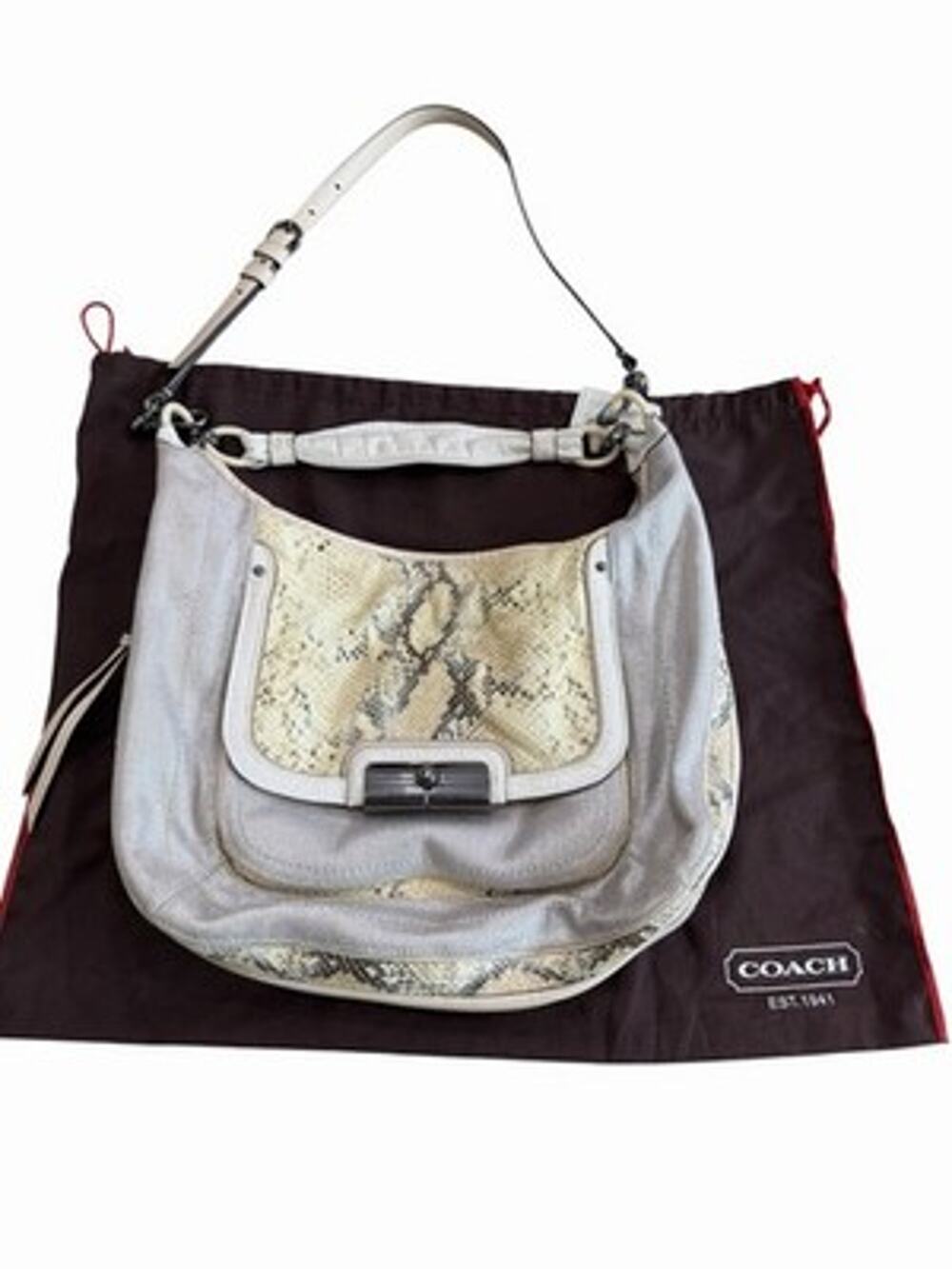 NWT Coach Kristin Python Embossed Off-White Leather Hobo Bag A1293-19325